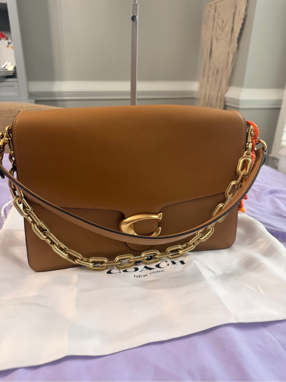 Coach Chain Tabby Shoulder Bag 30 in Honey/Saddle Brown w brass/gold Hardware